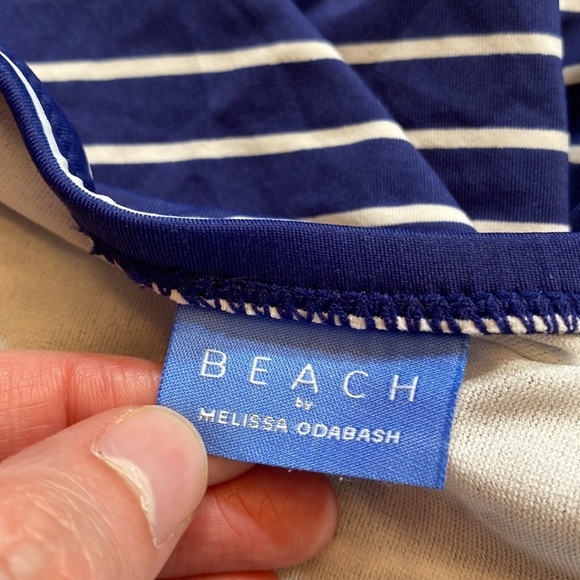 BEACH by Melissa Odabash One Piece Blue White Stripe Swimsuit sz S - Picture 3 of 9